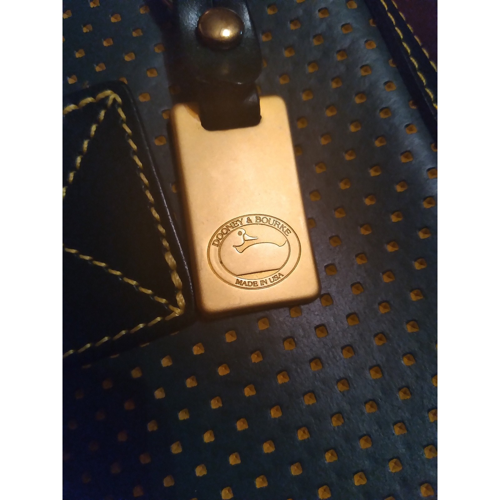 Dooney & Bourke Black Leather Perforated Bucket Bag Tote Made In Usa